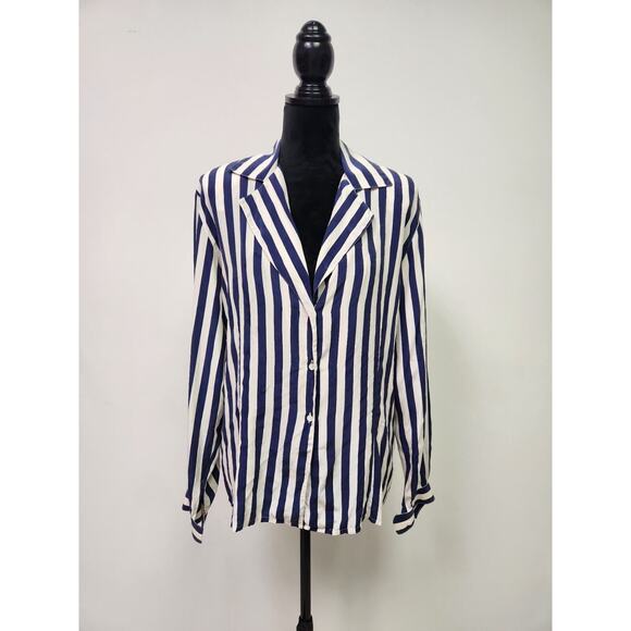 mariano rubinacci Jackets & Blazers - Vtg Mariano Rubinacci Women's Striped Silk Blazer Ivory & Blue Size IT 46 US 10